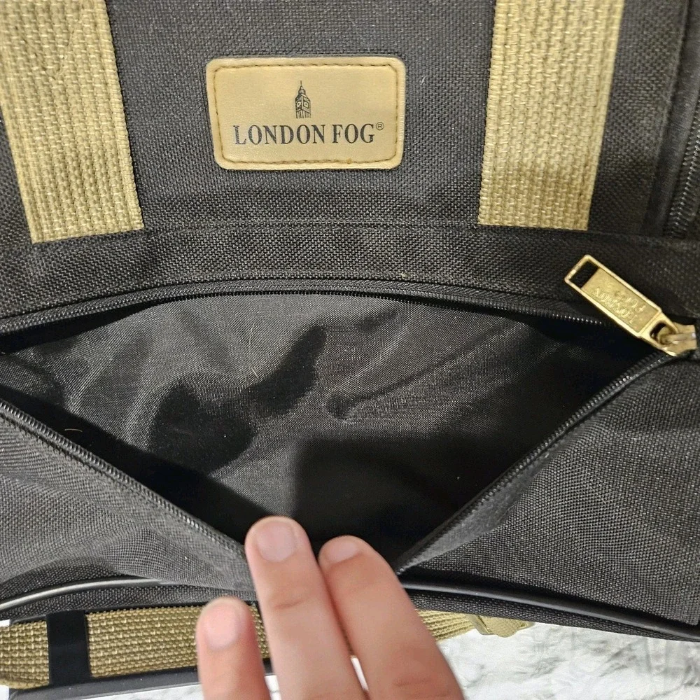Vintage London Fog Black Laptop Messenger Bag Briefcase‎ Multiple Compartments